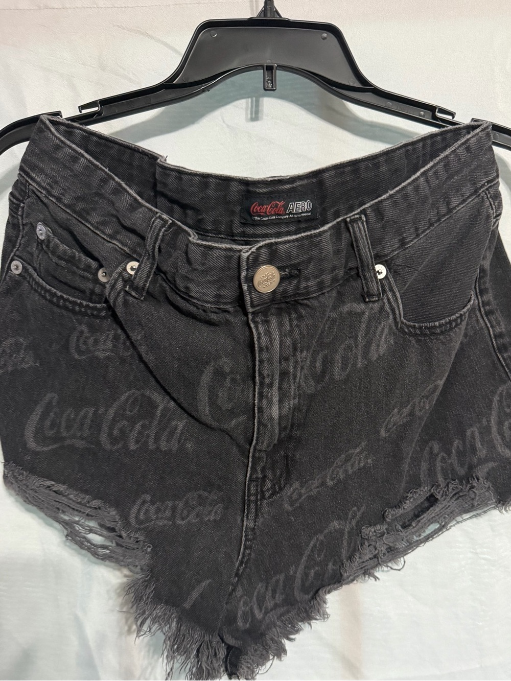 Vintage Coca Cola Black Denim High-Waist Jean Shorts